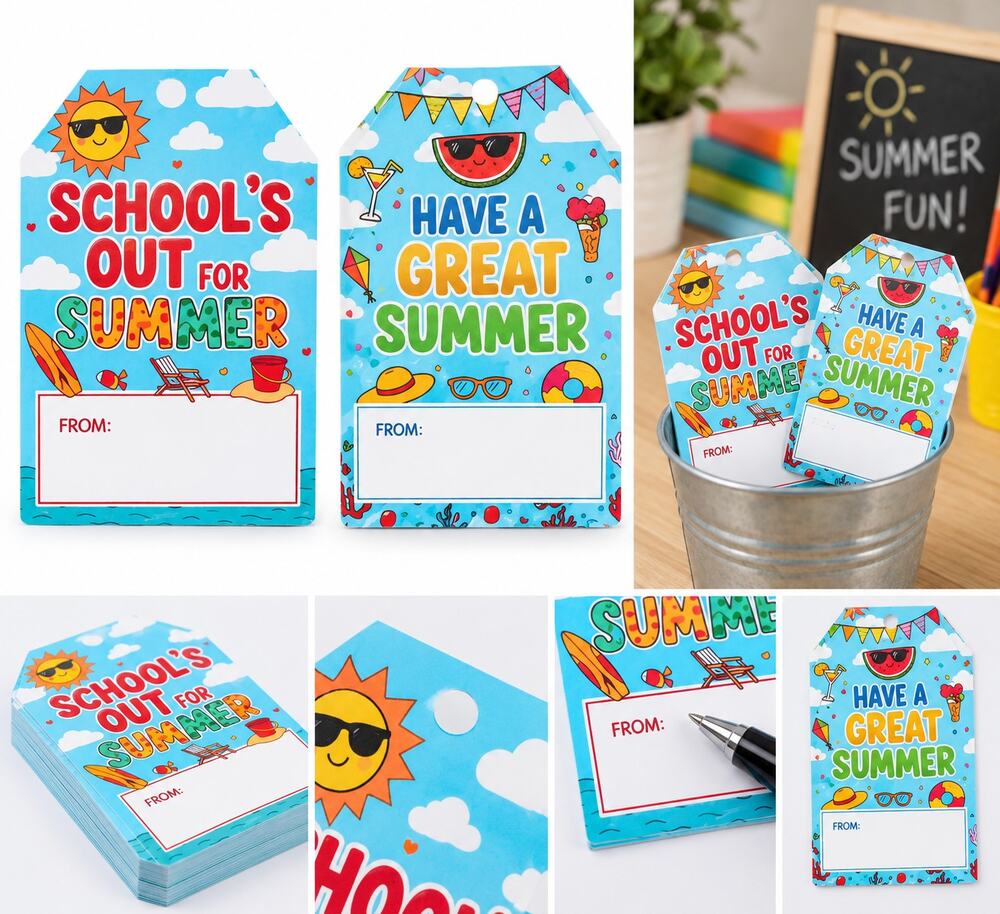 Tinlade 100-Piece “School’s Out for Summer” Gift Tags